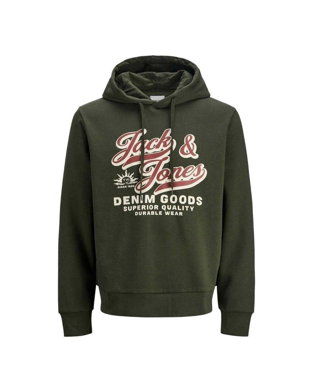 Jack & Jones Green Lettering Logo Long-Sleeved Hoodie for men