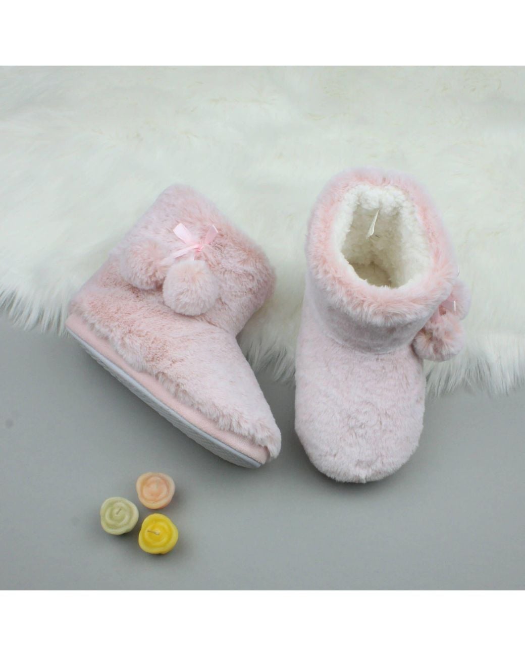 AJVANI Blue Fluffy Faux Fur Ankle Boots Slippers