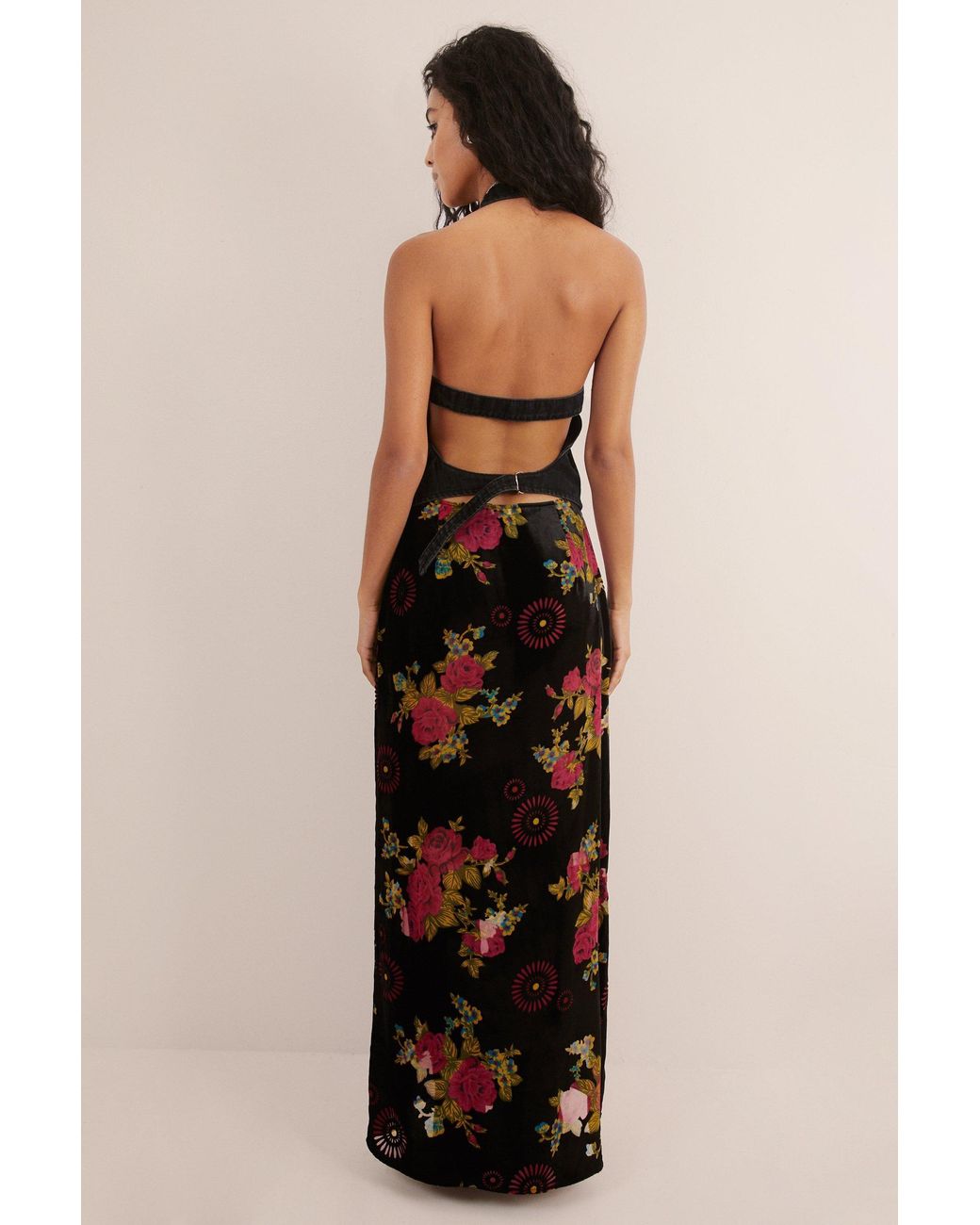 Nasty Gal Black Floral Devore Maxi Skirt