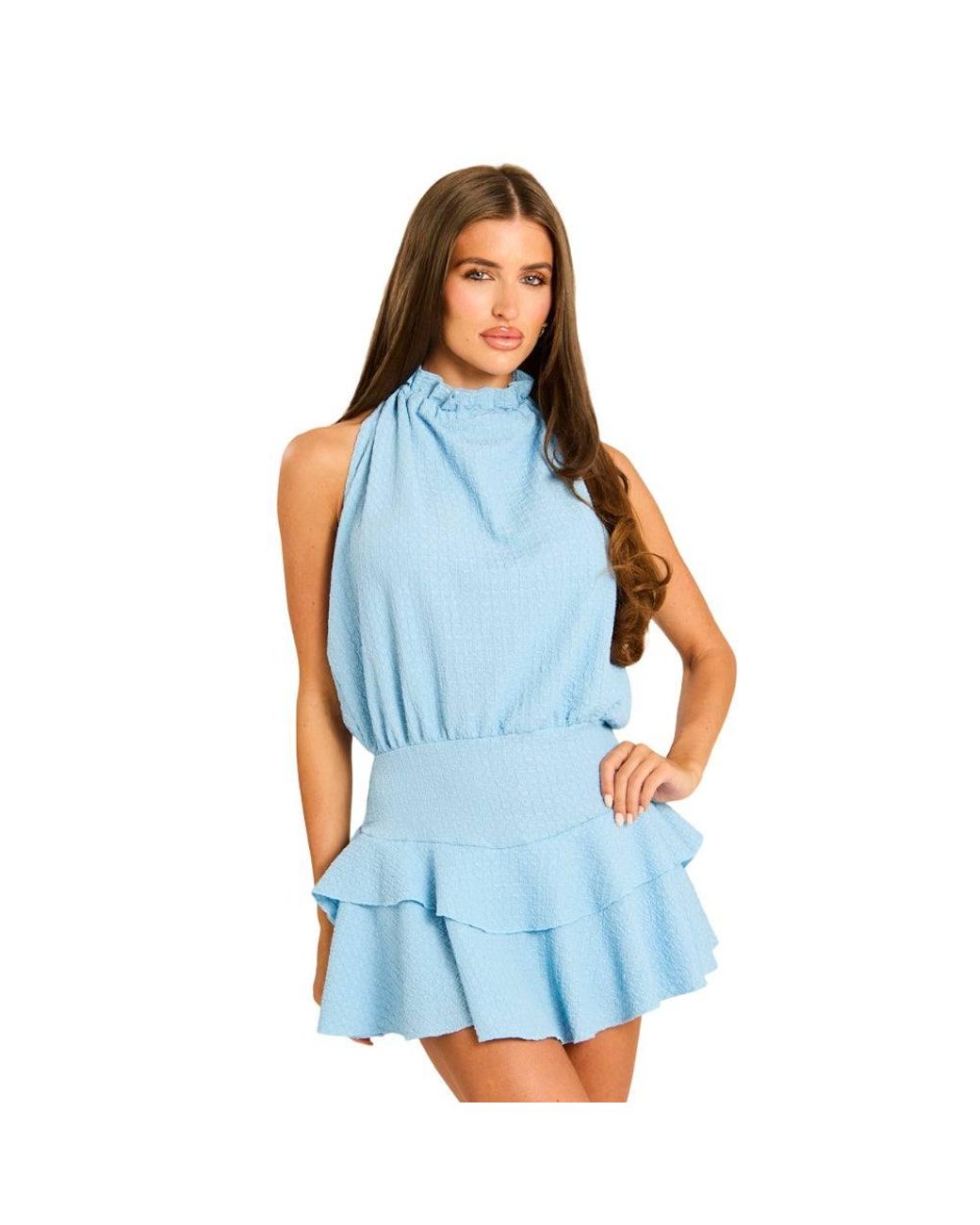 Rebellious Fashion Brown Textured Flippy Playsuit