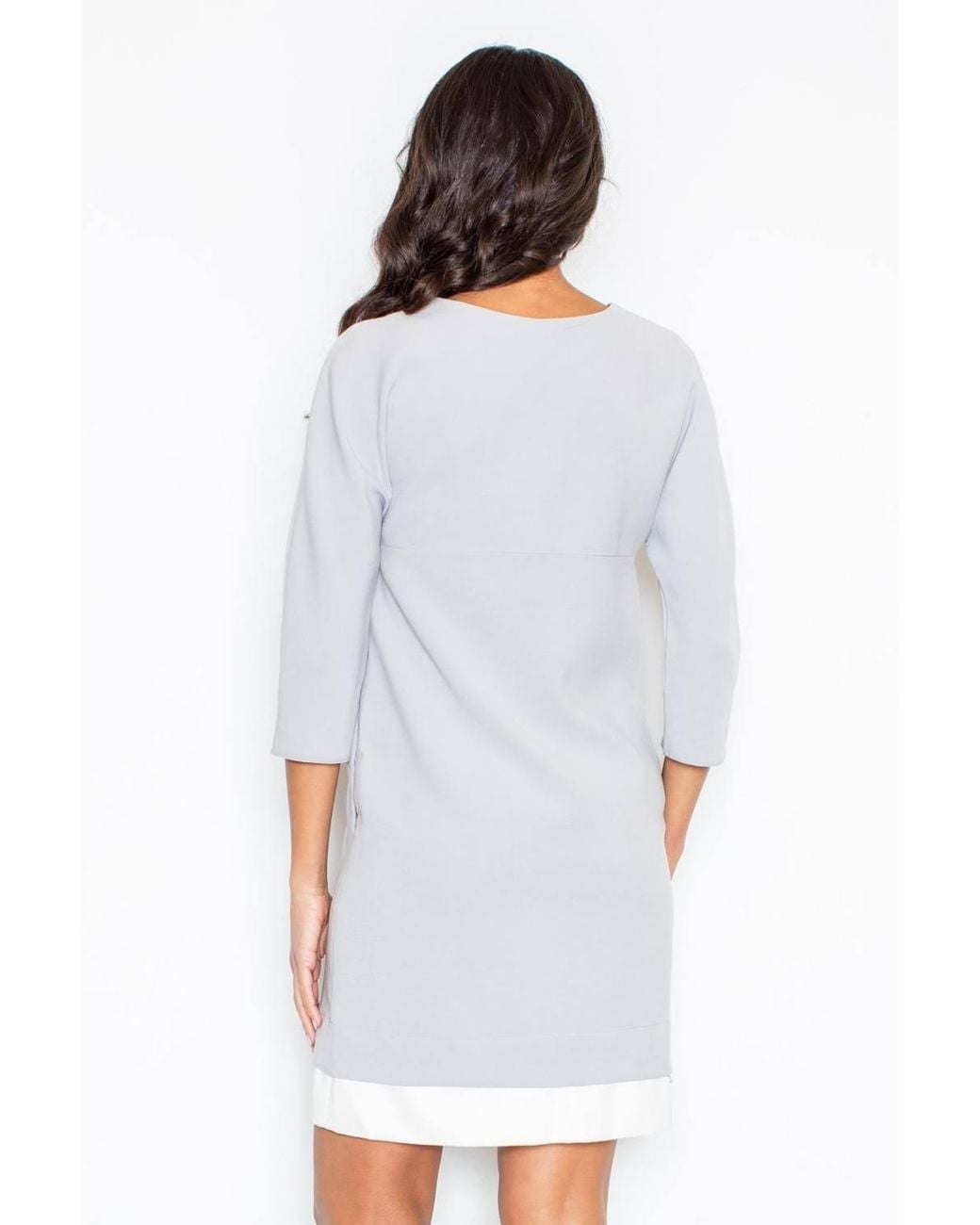 Love Lace White Minimalist Day Dress With Contrast Hem Pockets