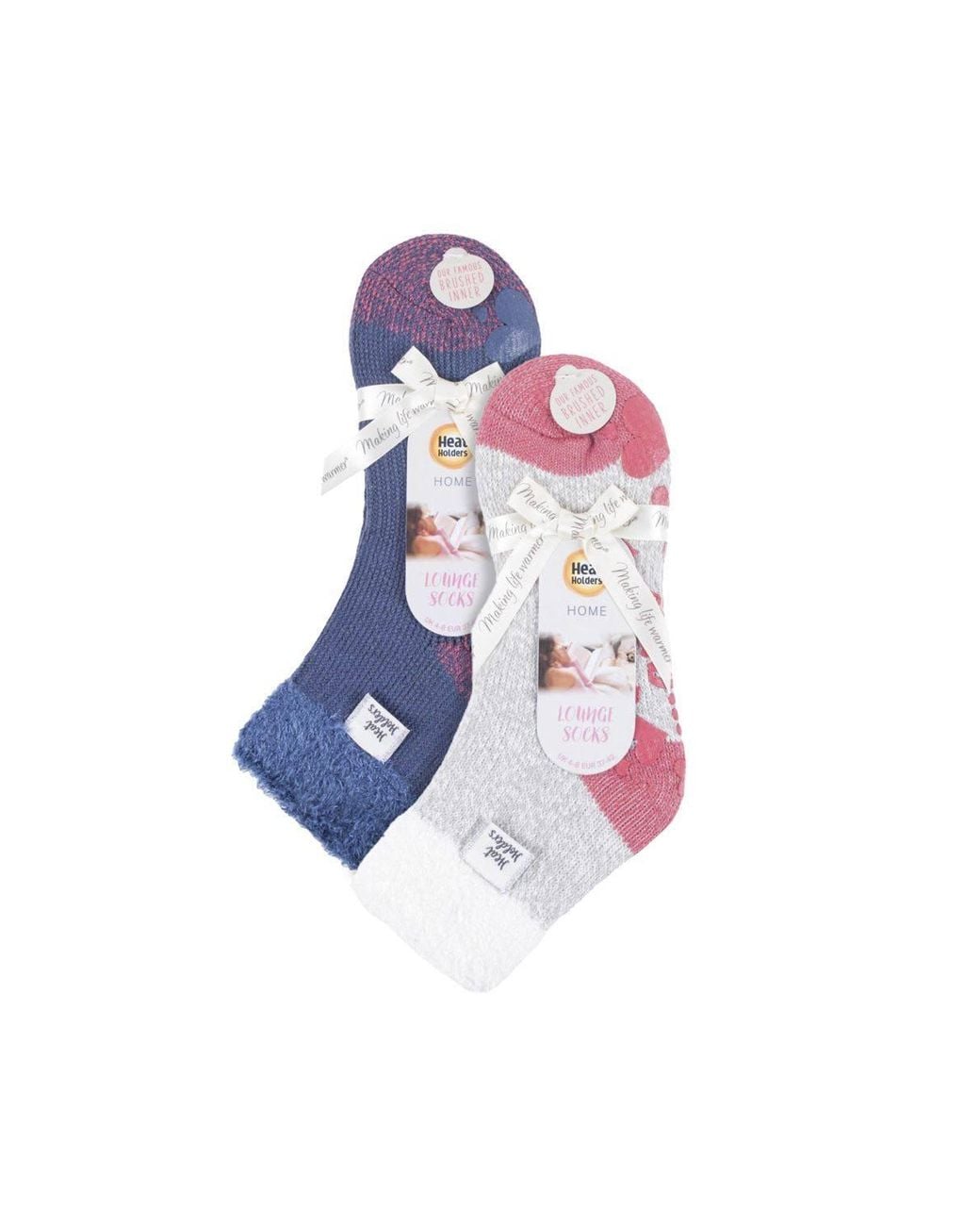 Heat Holders Blue 2 Pack Bed Socks Soft Cosy Warm Fluffy Winter Lounge Socks