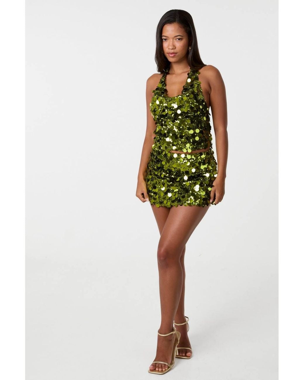Pink Vanilla Green Multi Disc Sequin Skirt
