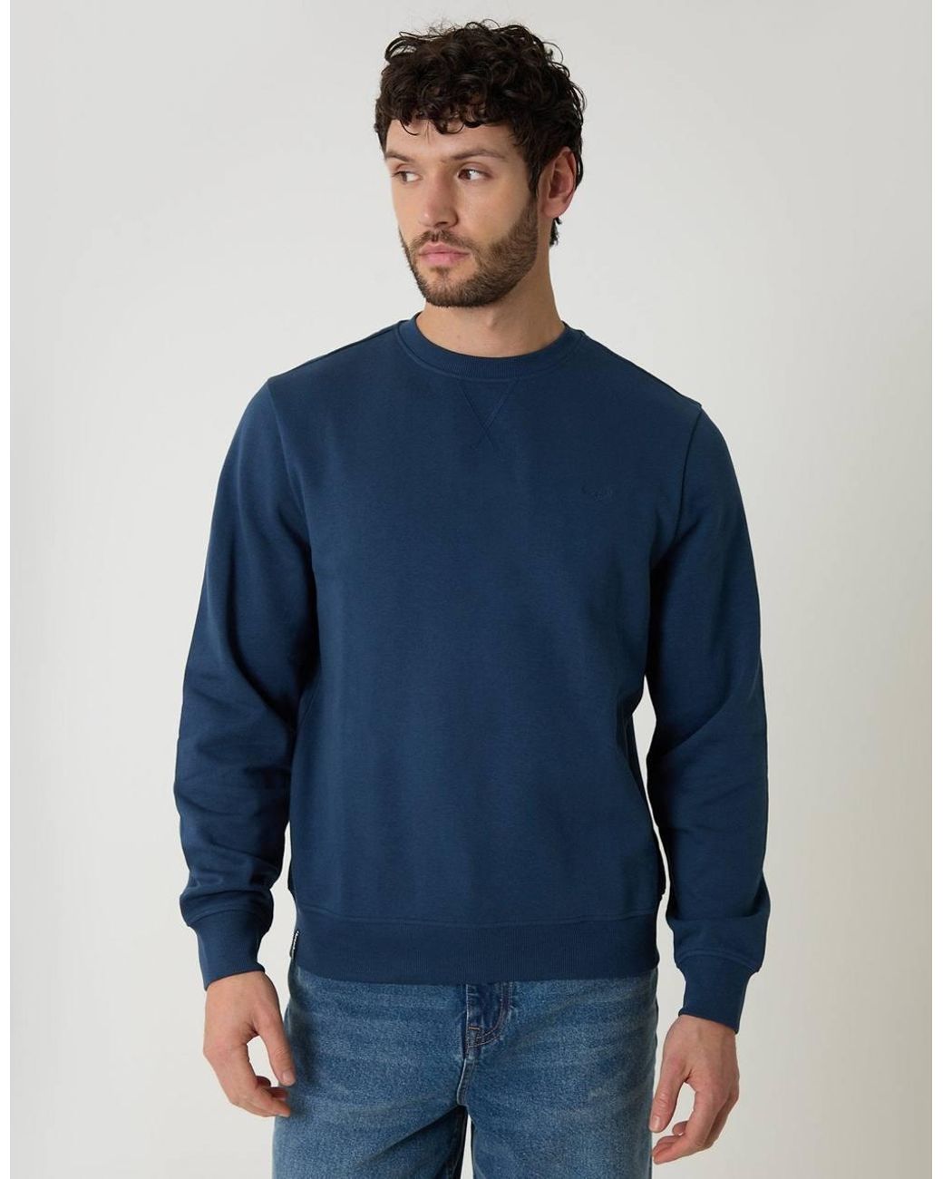 Threadbare Blue Crew Neck Sweatshirt for men