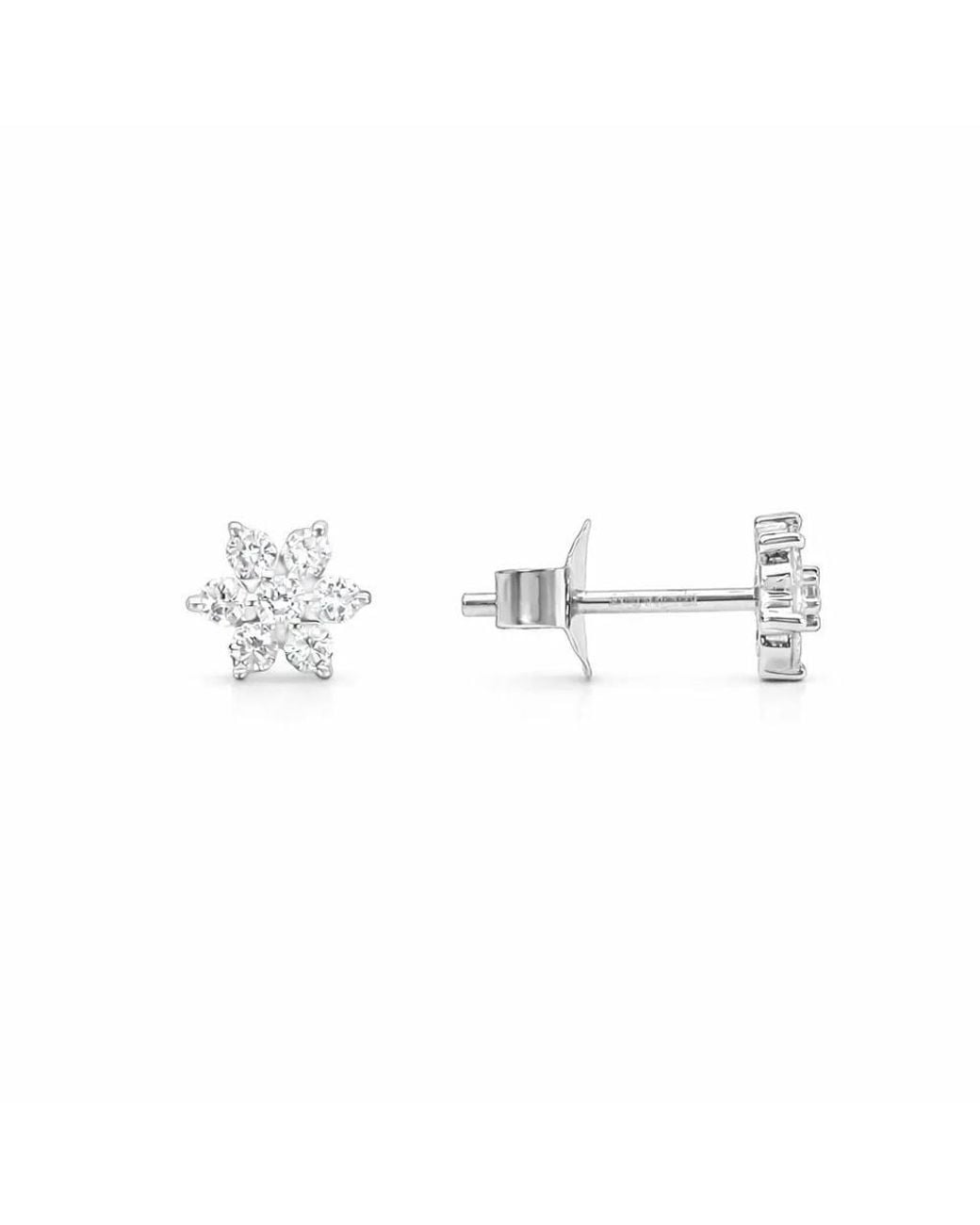 Raina Jewels Metallic 18Ct Diamond Stud Flower Shaped Earrings 0.25Ct