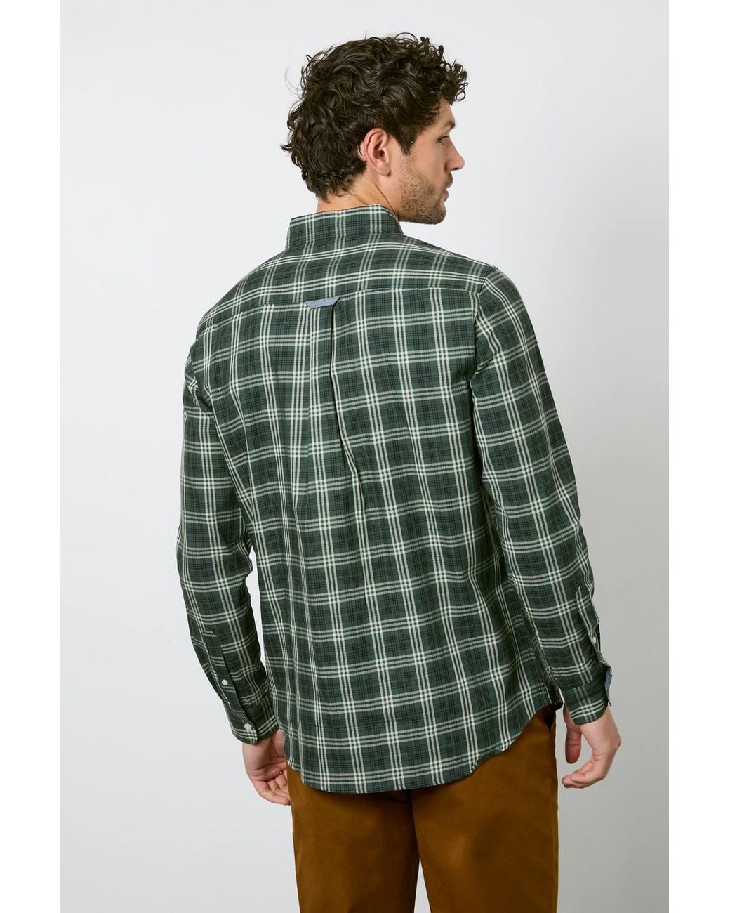 MAINE Green Dark Check Long Sleeve Shirt for men