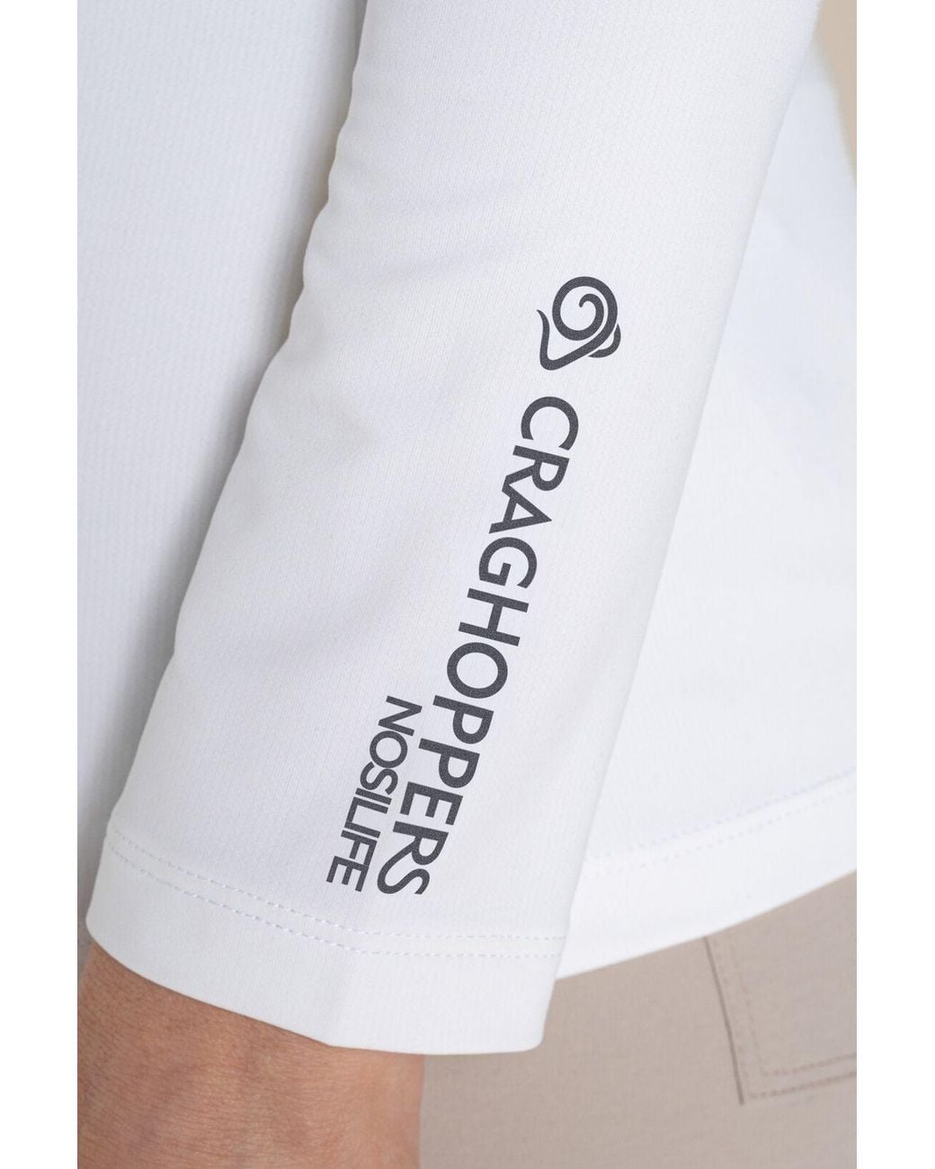 Craghoppers White Nosilife Insect-Repellent Long Sleeved Golf Mock Neck Top