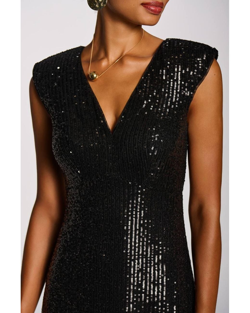 Jolie Moi Black Multi-Tone Patterned Sequin Maxi Dress