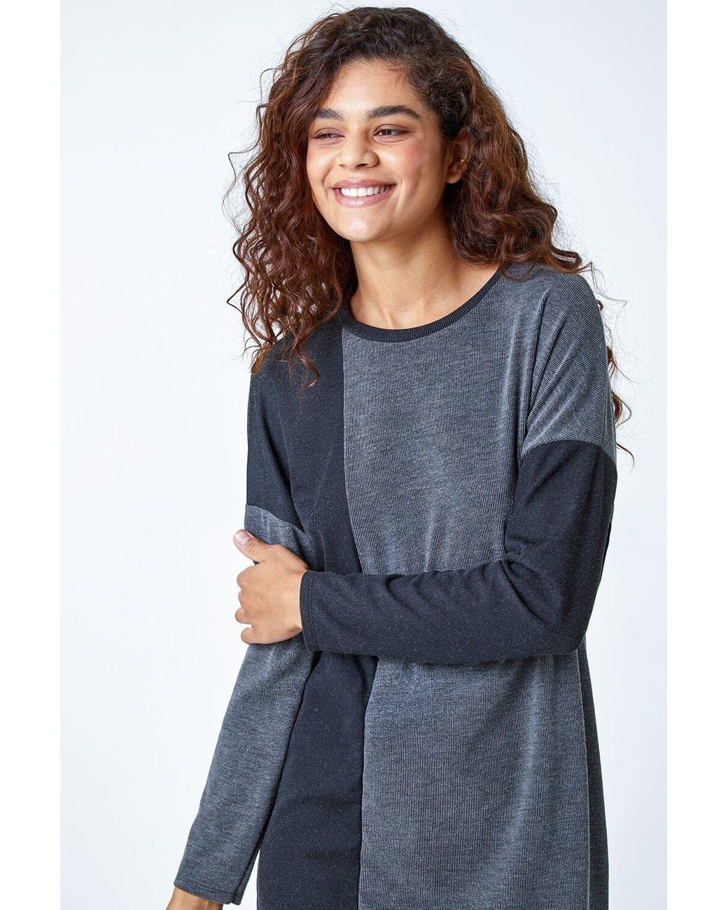 Roman Blue Colour Block Stretch Jumper Dress
