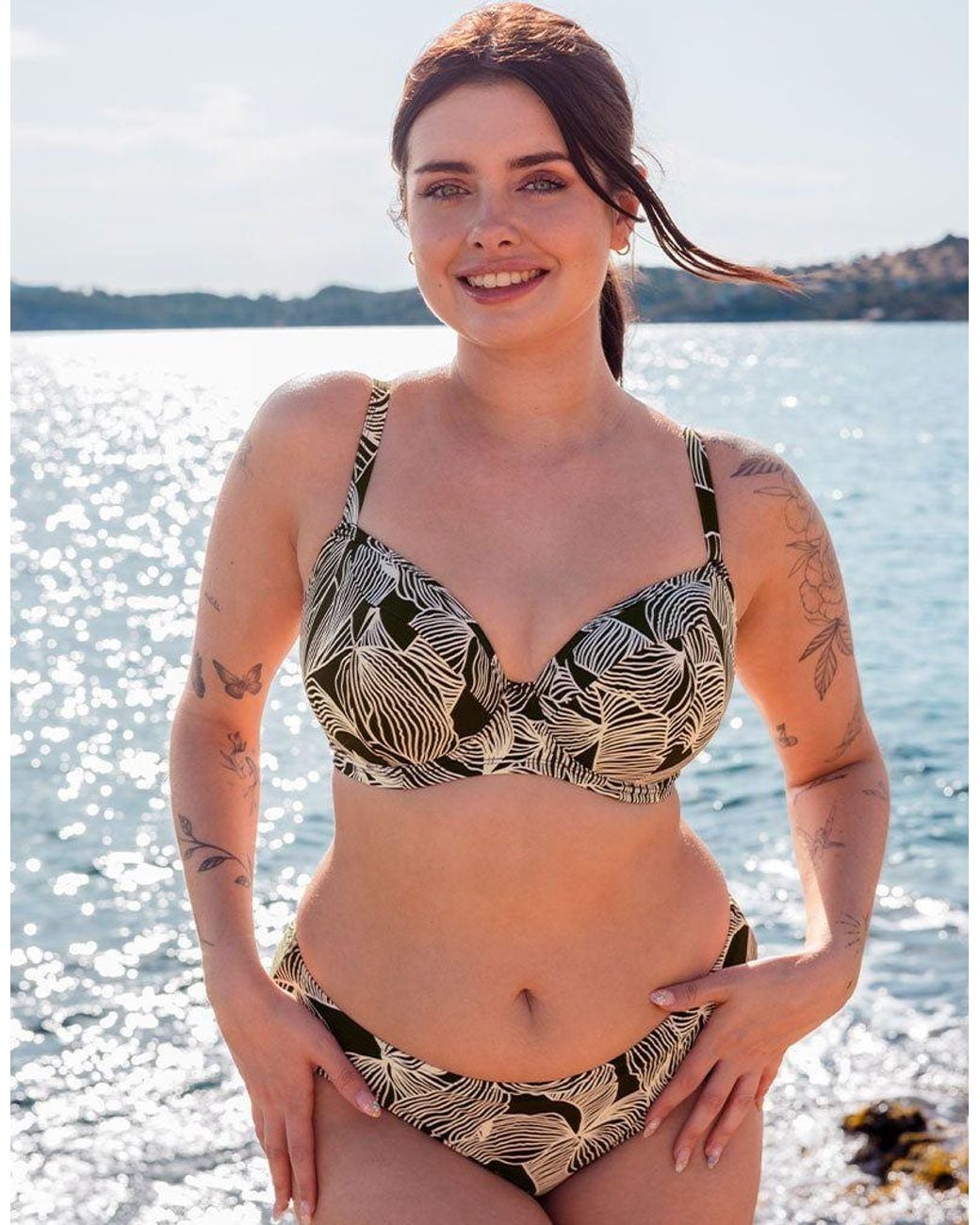 Curvy Kate Black Ripple Reef Low Rise Bikini Brief Bottoms