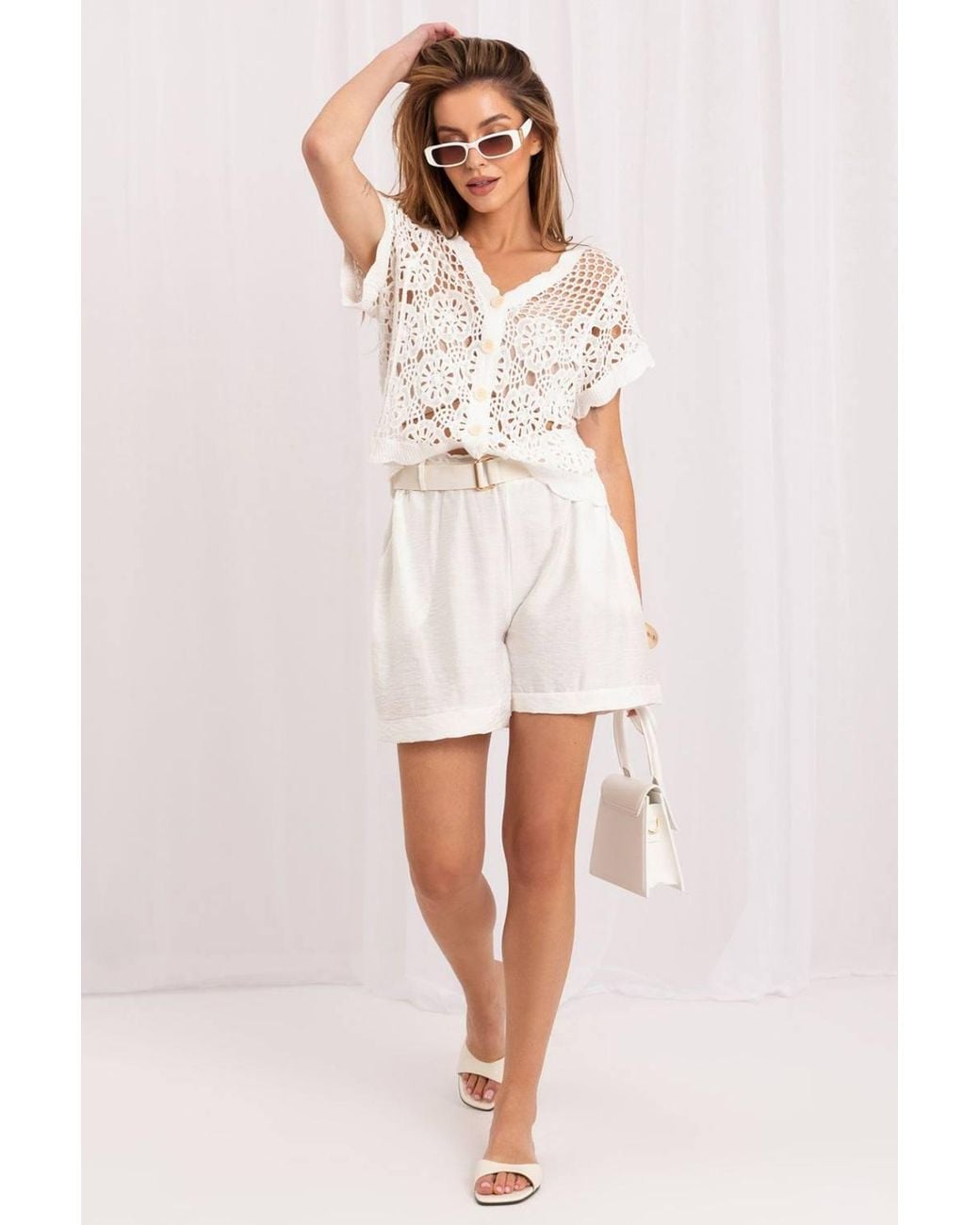 Love Lace Natural Summer Viscose Wide Leg Tailored Shorts