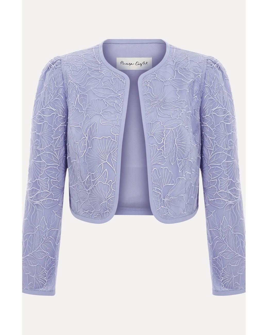 Phase Eight Purple Sakura Embroidered Cropped Jacket