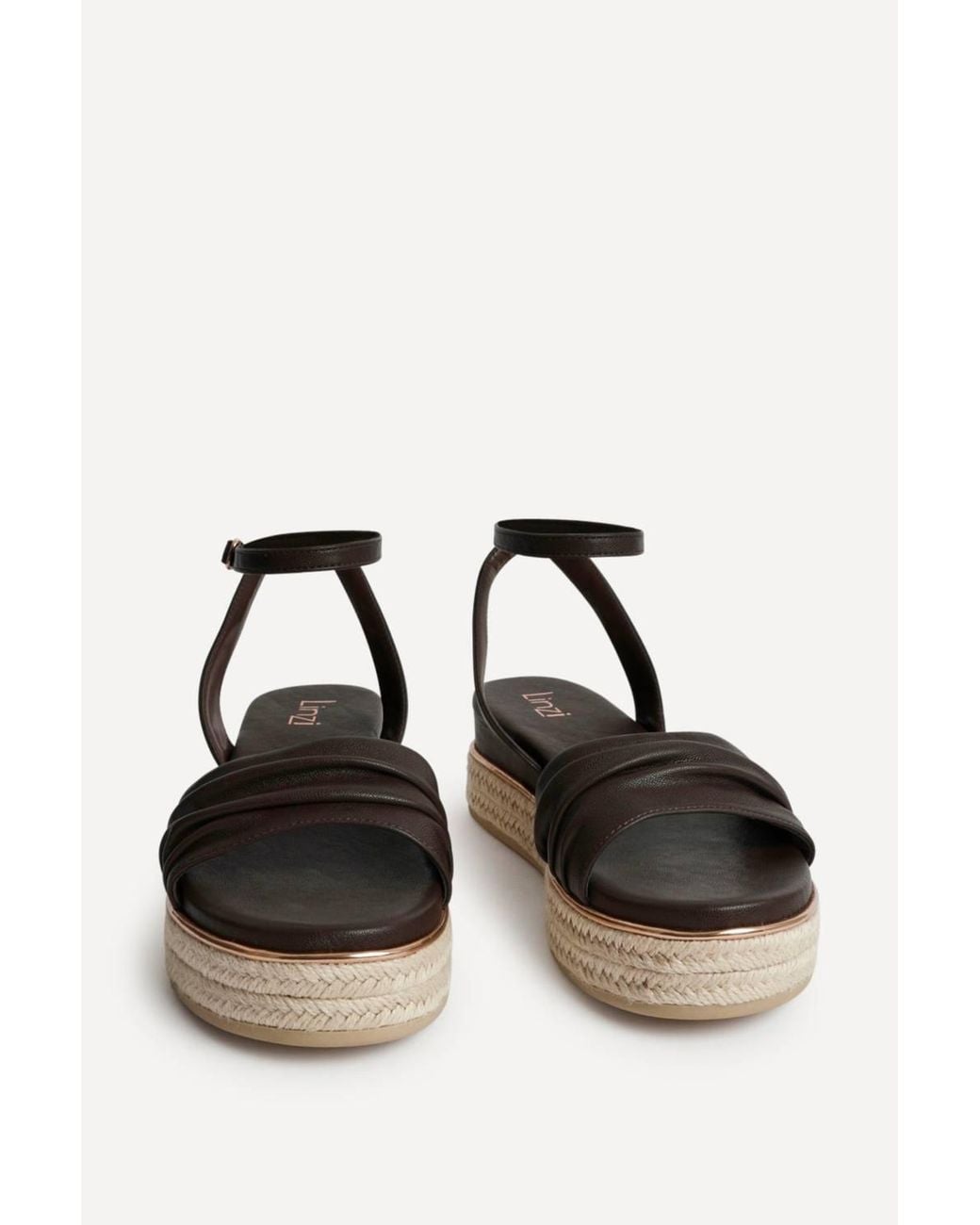 Linzi Black Dazed Faux Leather Flatform Sandals