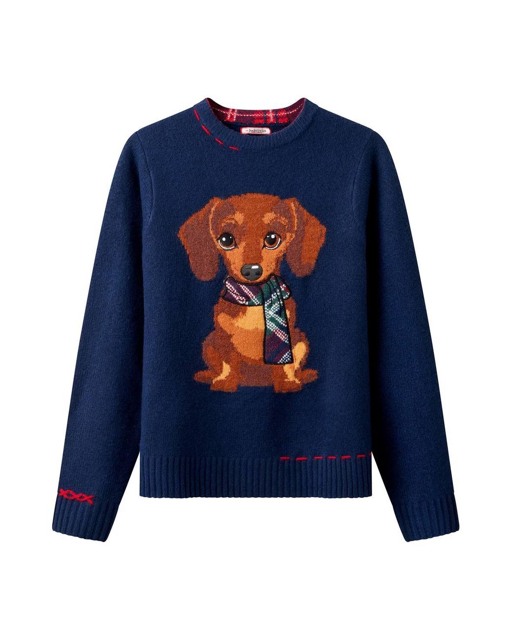 Joe Browns Blue Trixie Embroidered Sausage Dog Jumper