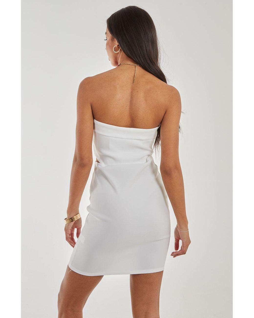 Pink Vanilla White Cut Out Bandeau Bodycon Dress