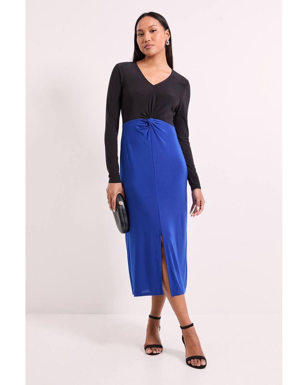 PRINCIPLES Blue Twist Knot Detail Jersey Midi Dress
