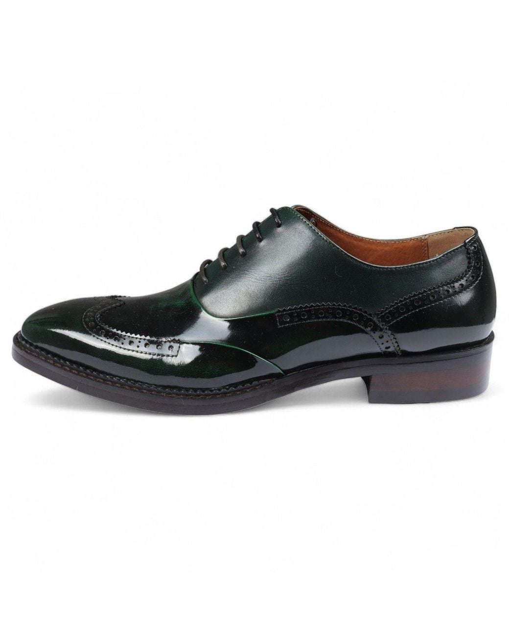 Infinity Leather Black Patent Leather Brogue Formal Shoes for men