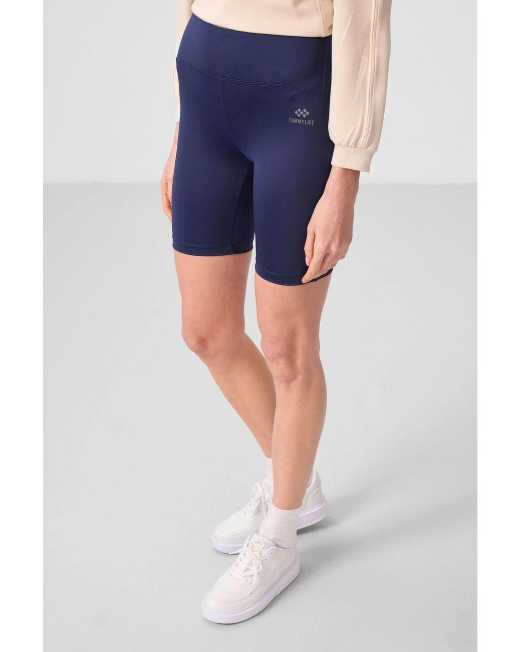 TOMMY LIFE Blue Short High-Waist Sports Leggings