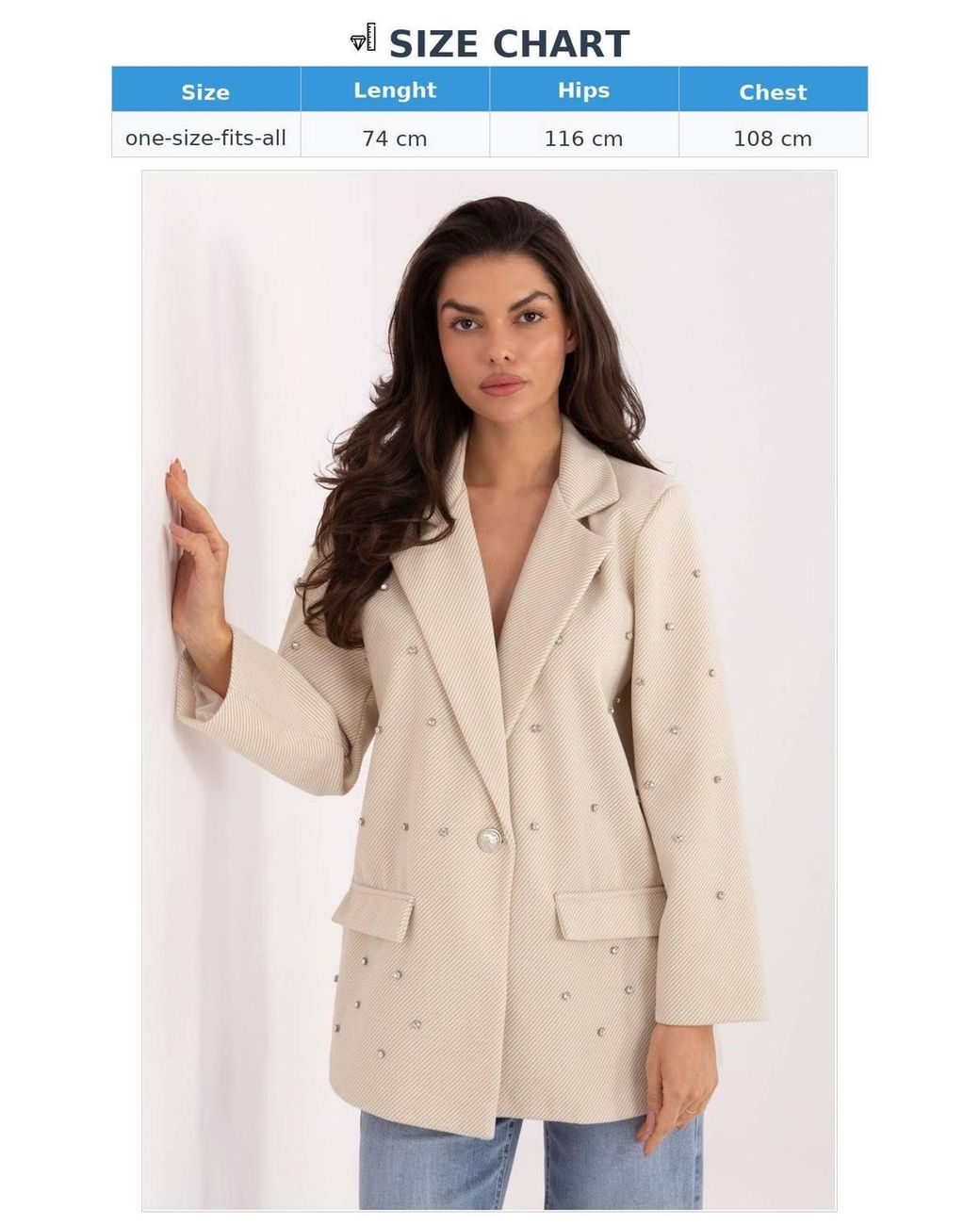 Love Lace Natural Embellished Blazer With Zircon Shine