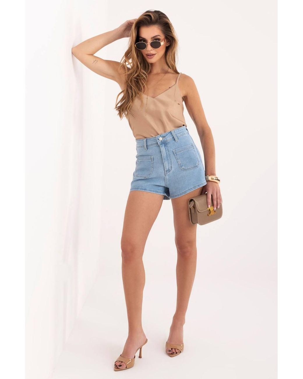 Love Lace Blue Stretch Denim Shorts