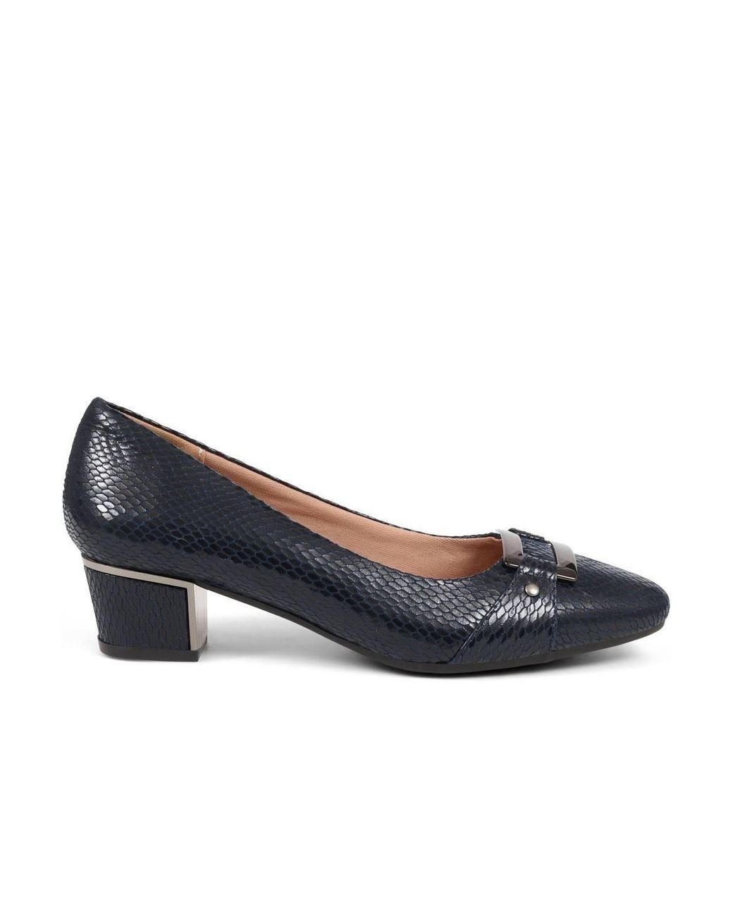 Pavers Blue Heeled Court Shoe