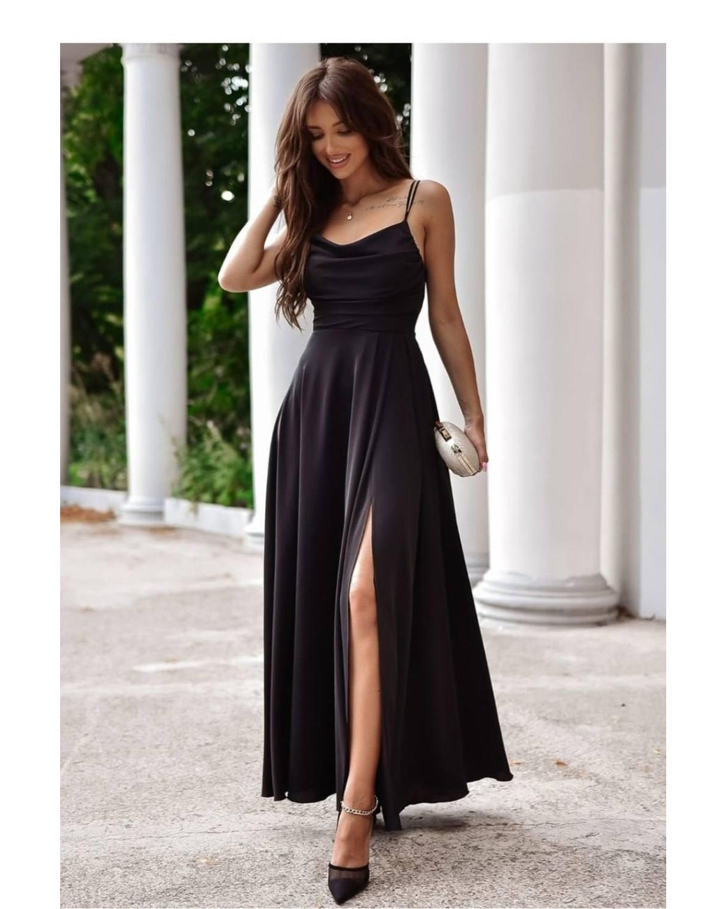 Love Lace Black Minimal Strappy Maxi Dress With Ties