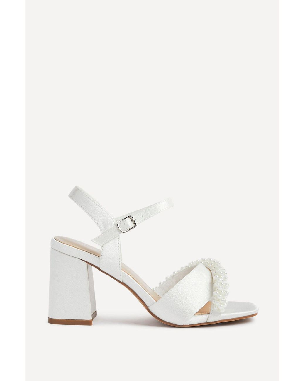 Linzi White Iris Bridal Satin Pearl Embellished Heels