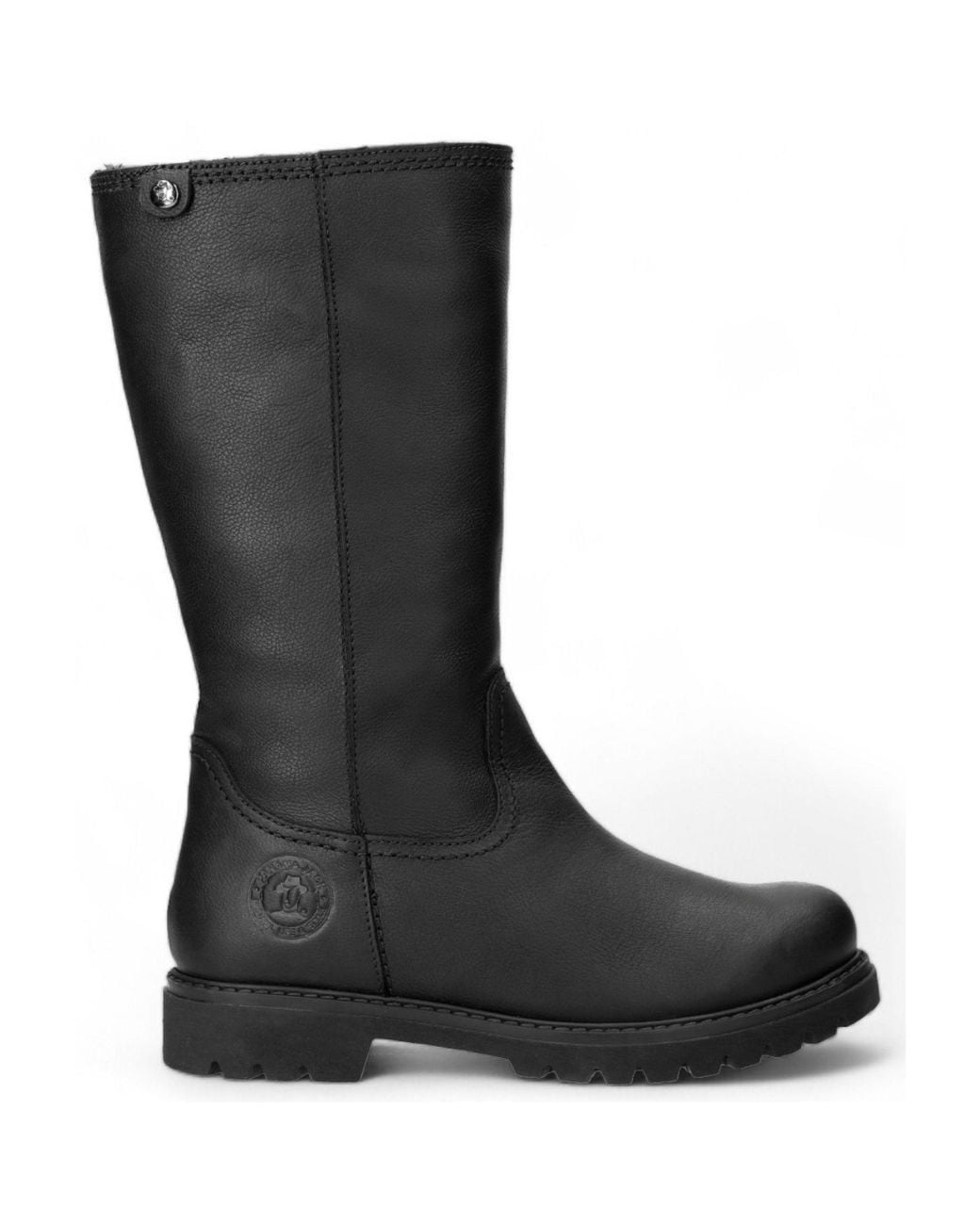 TruClothing Black Knee High Pull On Faux Fur Lining Leather Boots