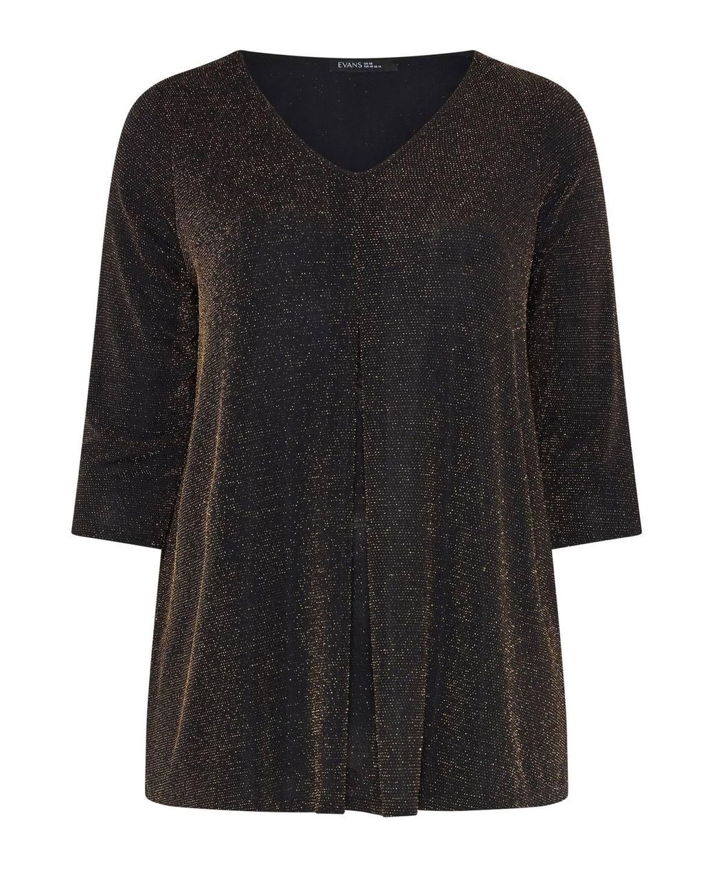 Evans Black Pleat Front Swing Top