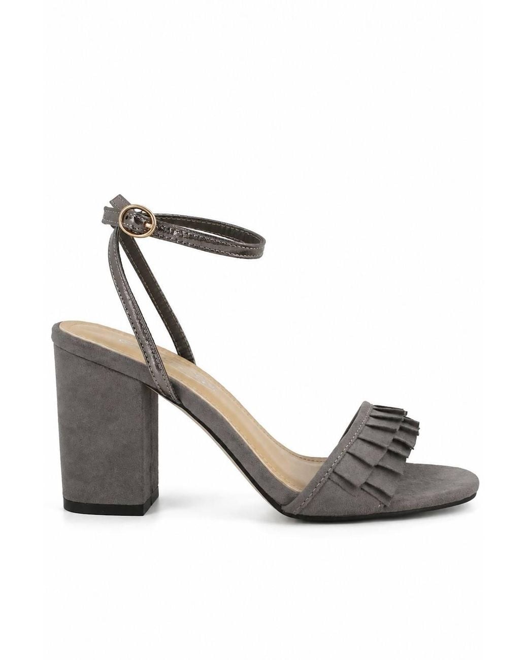 Spot on Natural Layered Fringe Block Heel Sandals