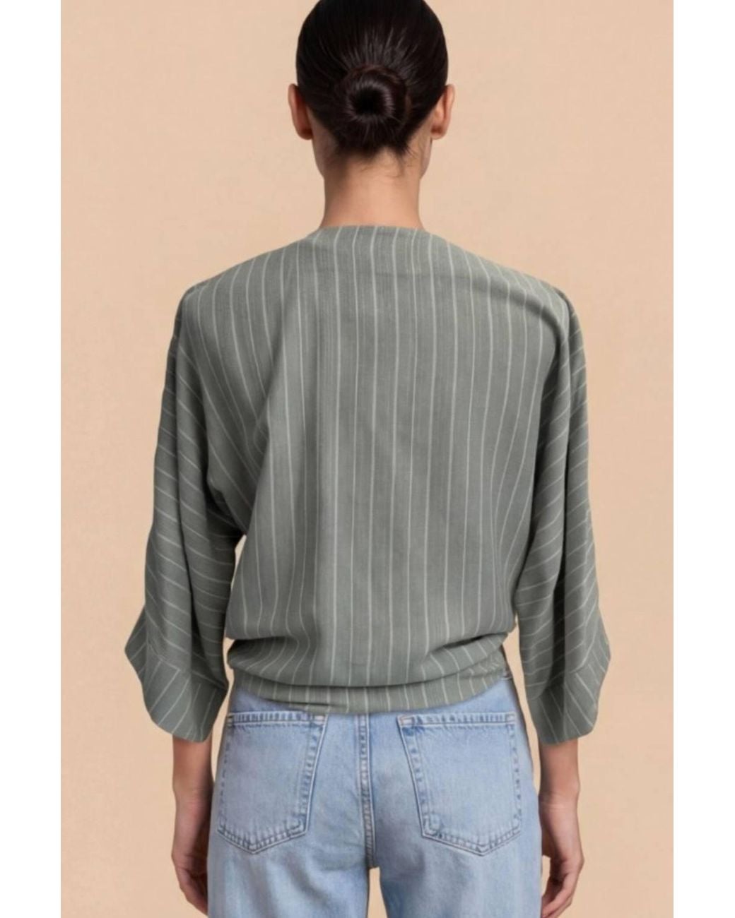 Little Mistress Multicolor Stripe Tie-Knot Top With V-Neck