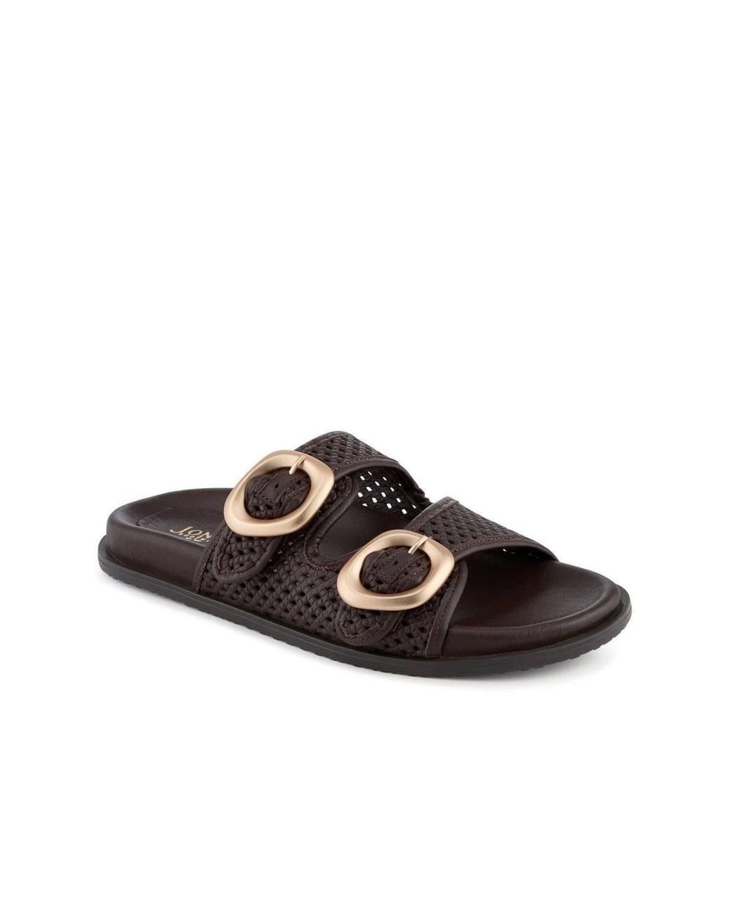 Jones Bootmaker Black Gisela Leather Dual Buckle Sandals