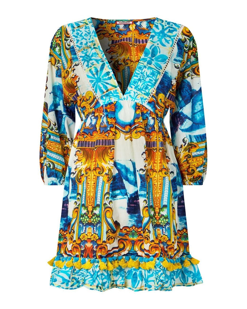 Joe Browns Blue Ship Print Pom-Pom Trim Tunic