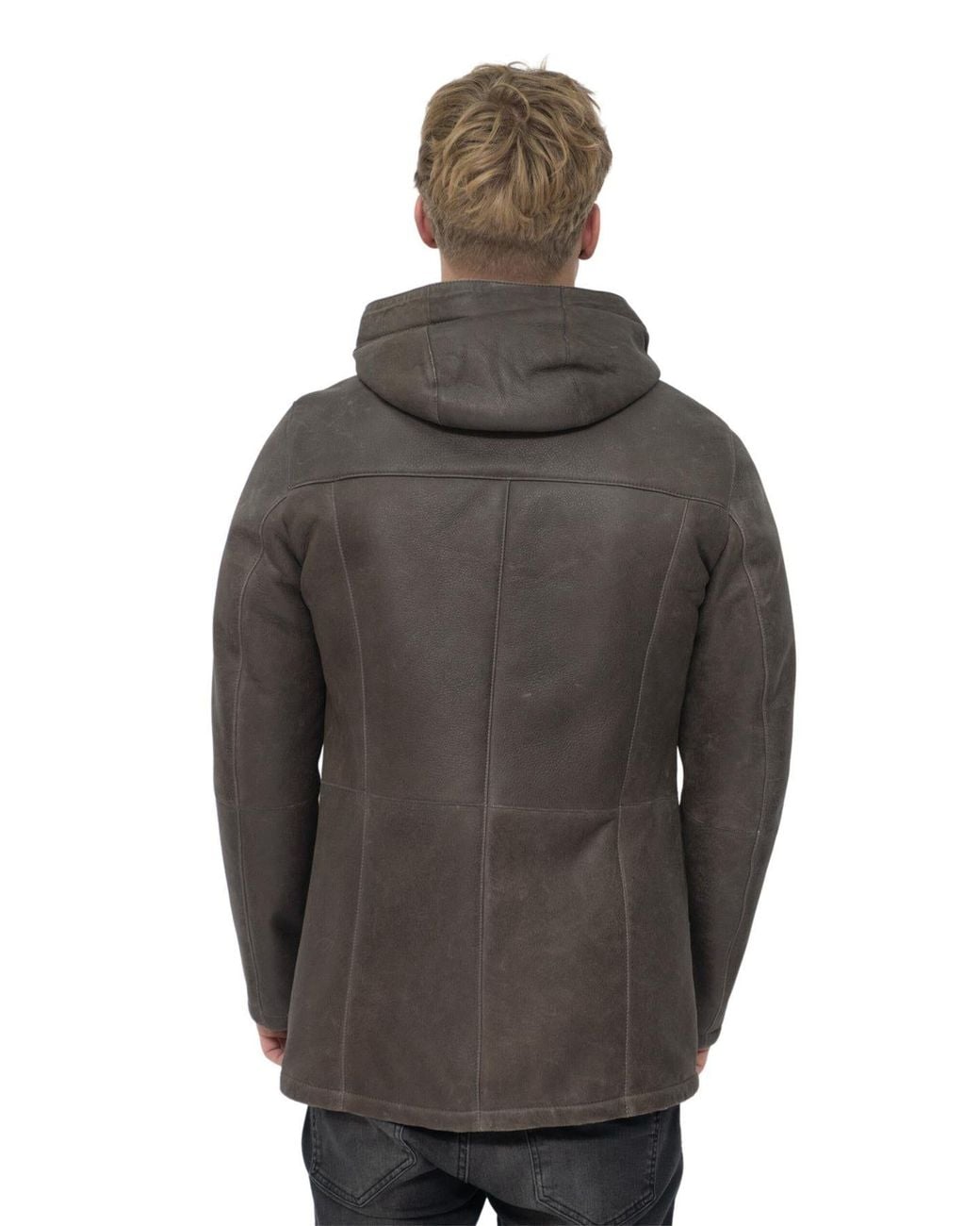Infinity Leather Purple Sheepskin Hooded Parka Coat-Alafaya for men