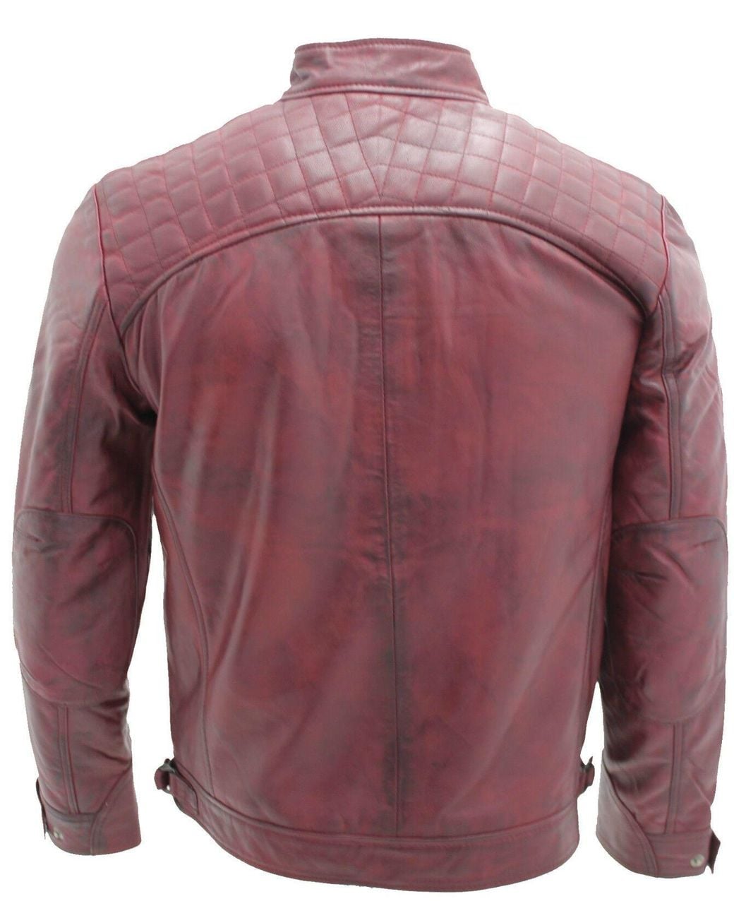 Infinity Leather Red Leather Rock Racing Quilted Biker Jacket for men