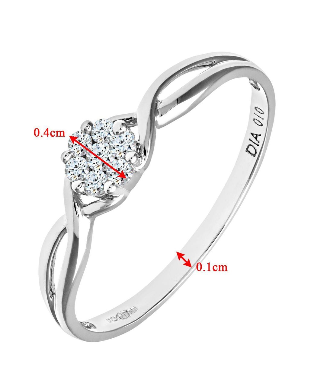 Jewelco London Metallic 9Ct Round 10Pts Diamond Infinity Engagement Ring
