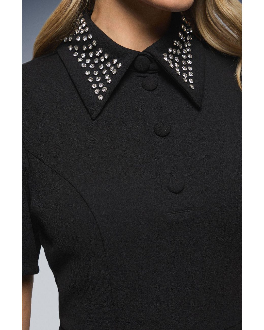 Dorothy Perkins Blue Dp Luxe Diamante Collar Shift Mini Dress