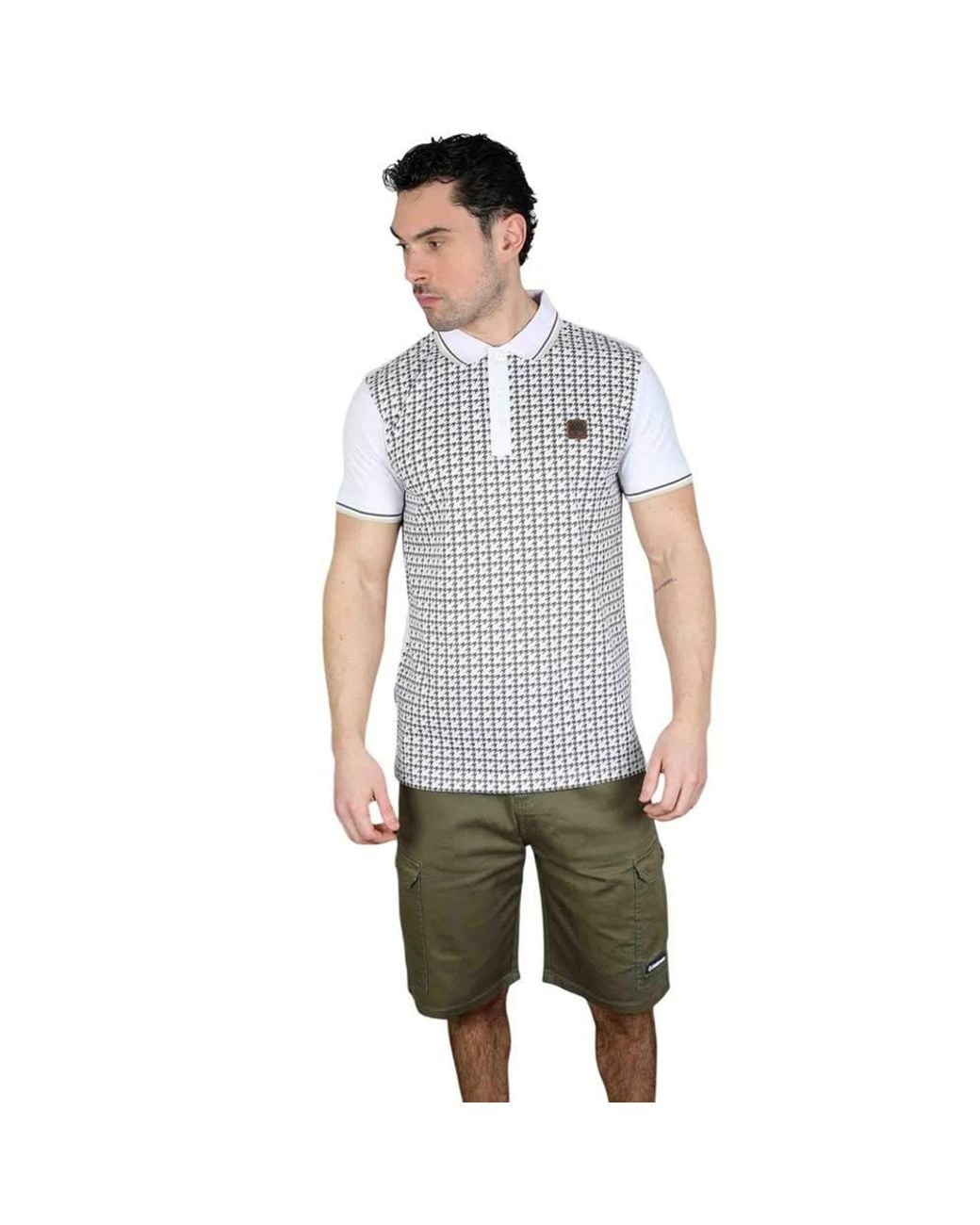 Lambretta Gray Houndstooth Polo Shirt for men