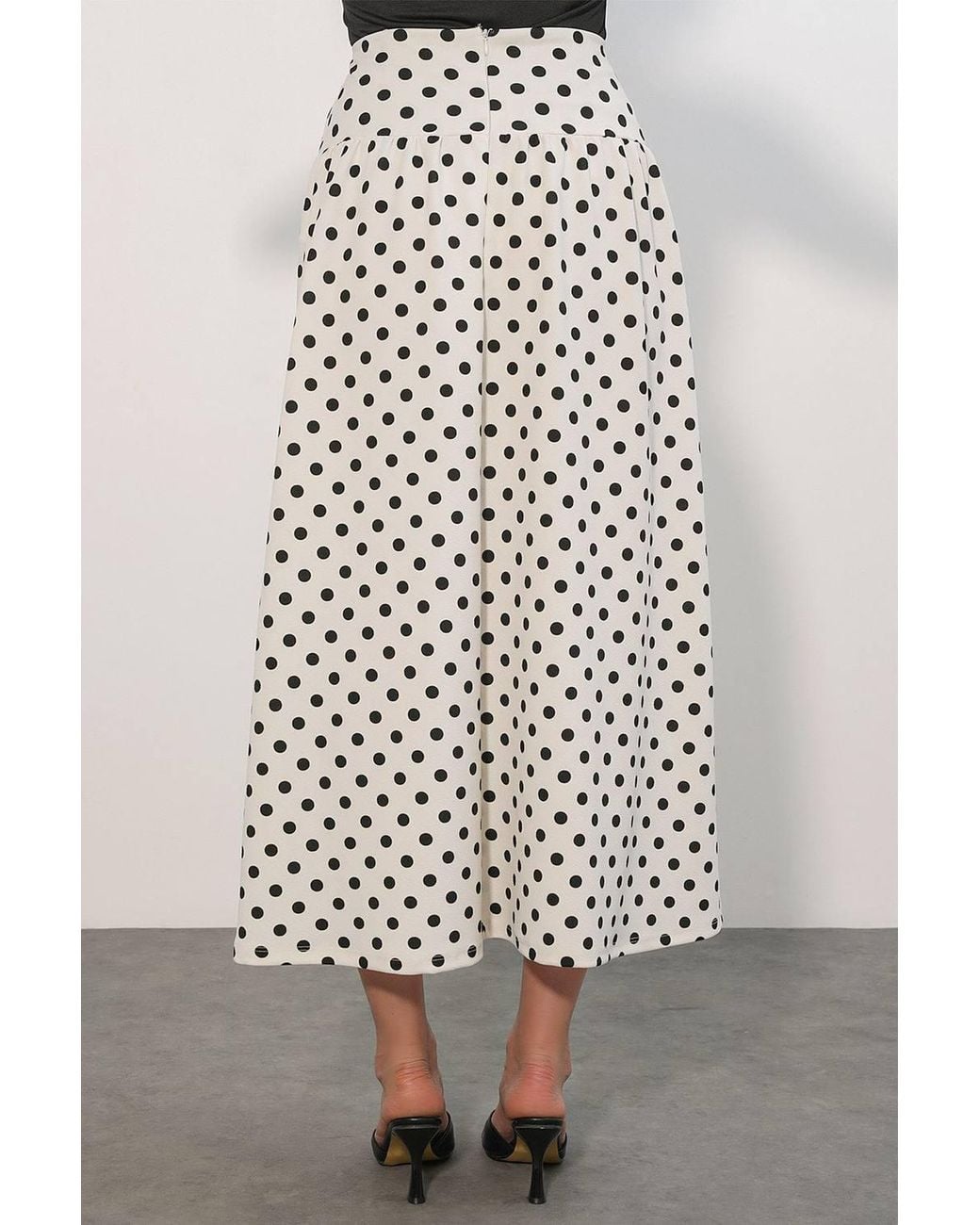 Bigdart White High-Waist Polka Dot Maxi Skirt