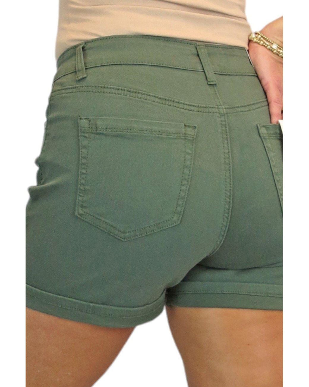 Paulo Due Green Casual Turn Up Slim Fit Shorts