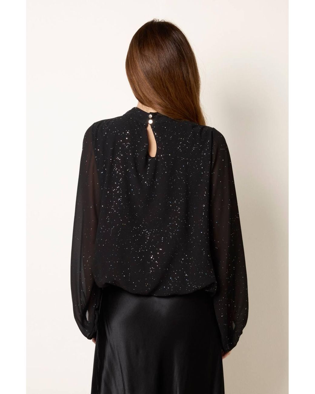 Blue Vanilla Black Elasticated Waist Long Sleeve Turtleneck Blouse
