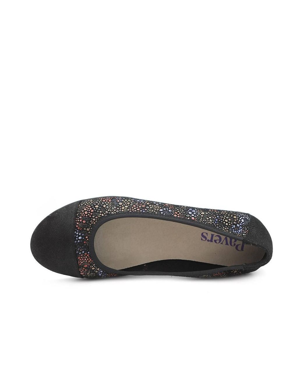 Pavers Black Leather Slip On Ballet Flats