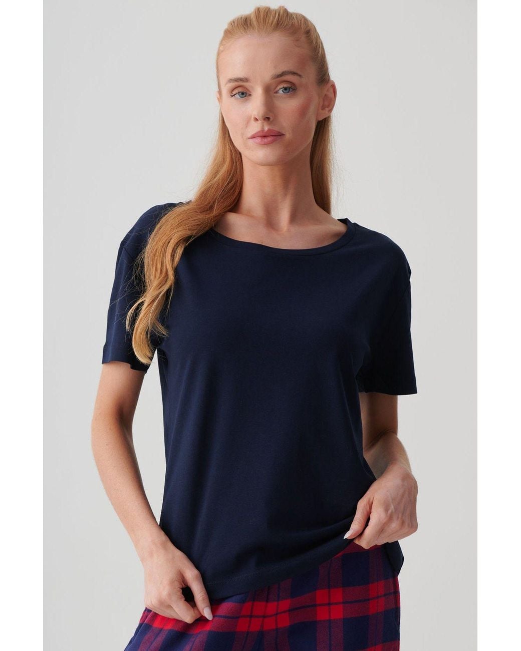 British Boxers Blue "French" Cotton Scoop Neck T-Shirt