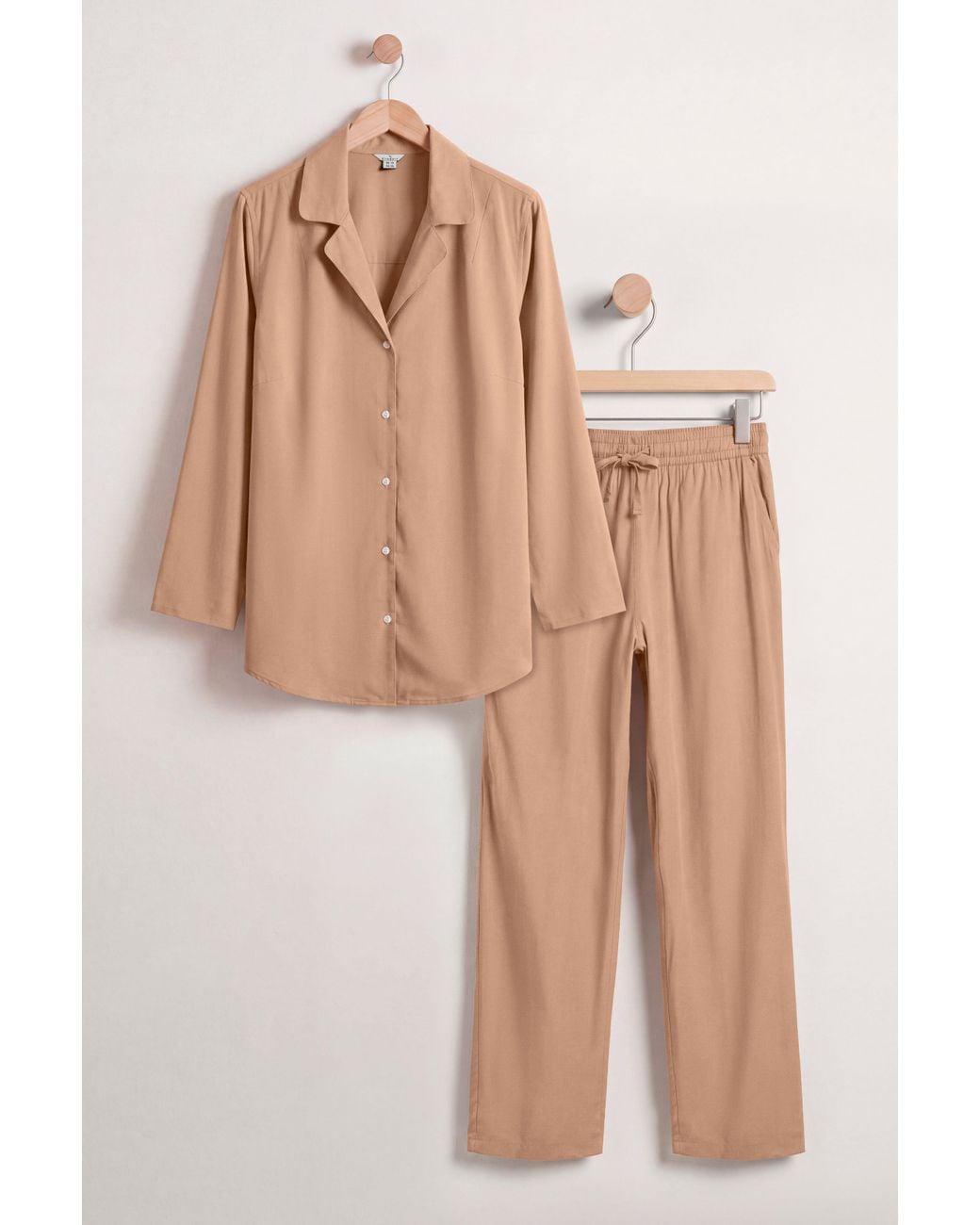 Enorsia Brown Soft Touch Button Through Shirt & Trouser Pyjama Set