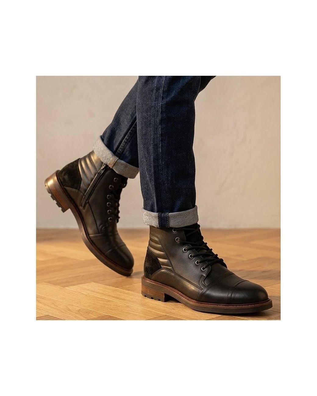 Jones Bootmaker Black Everett Wide Fit Leather Boots for men