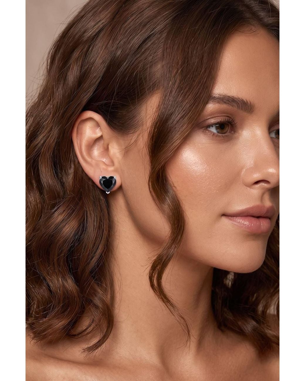 Latelita London Black Amore Heart Spinel Stud Earrings