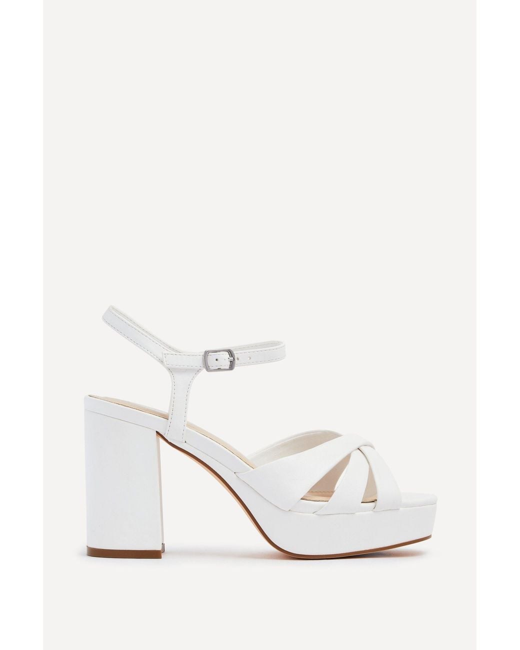 Linzi White Keliah Faux Leather Platform Heels