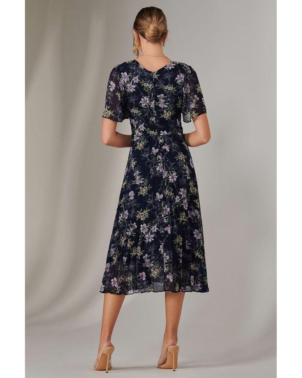 Jolie Moi Blue Chiffon Pleated Wrap Midaxi Dress
