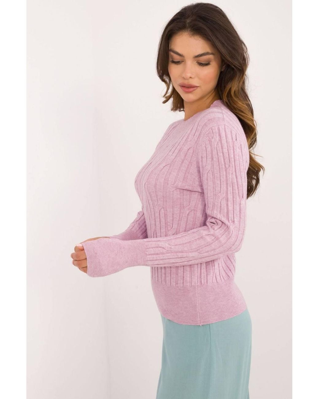 Love Lace Purple Textured Casual Round Neck Sweater Knit
