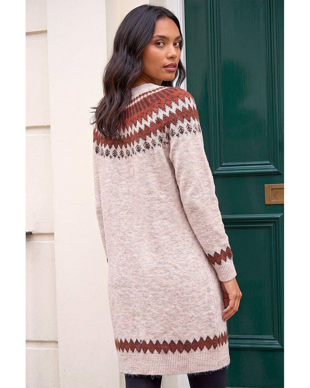 Roman Gray Soft Knit Fairisle Jumper Dress